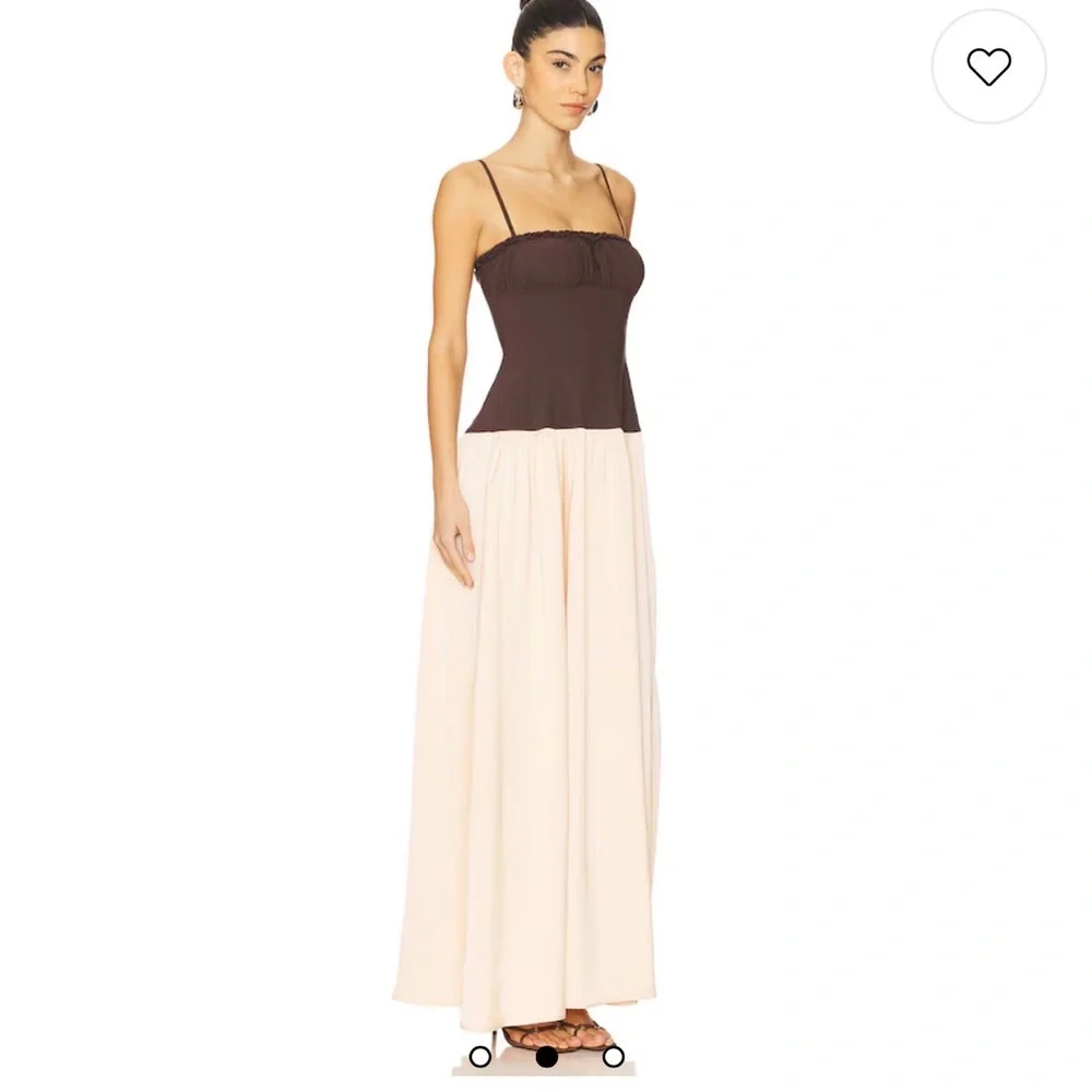 NWT WeWoreWhat Ruffle Corset Maxi Dress in Chestnut & Blush - Picture 2 of 7